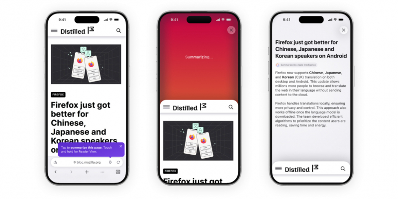 Firefox для iPhone позволит получить ИИ-сводку страницы встряхиванием смартфона